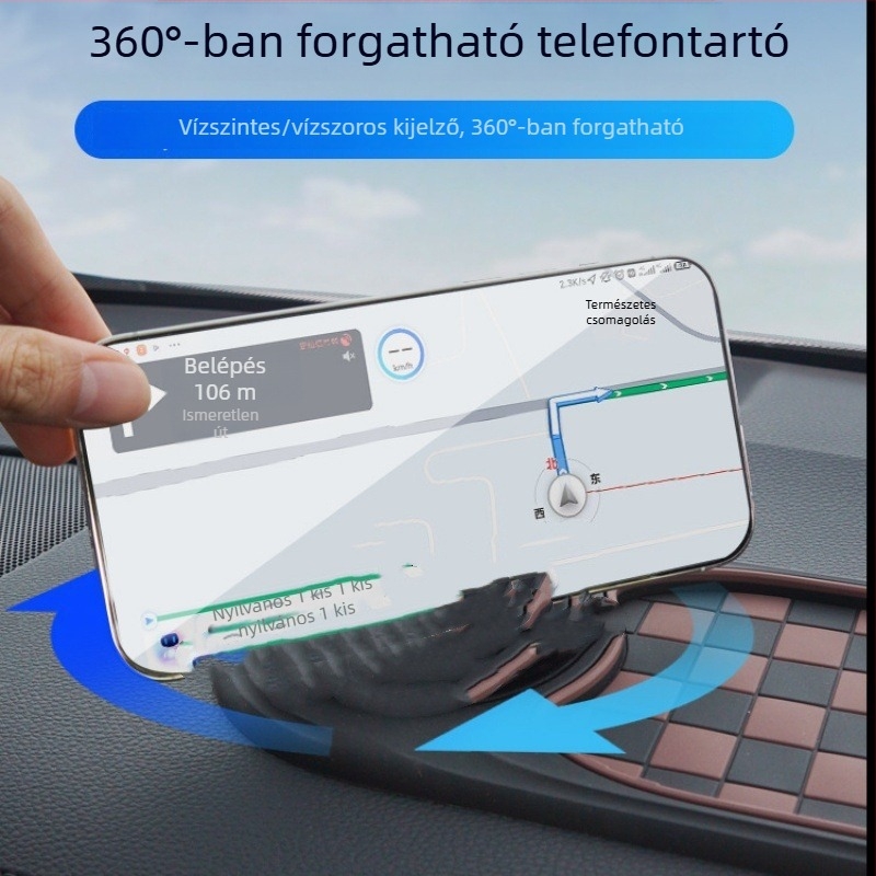 Autóhoz való csúszásmentes telefontartó navigációs tükörállvánnyal és konzol rendezővel (PVC; Model 021-1)