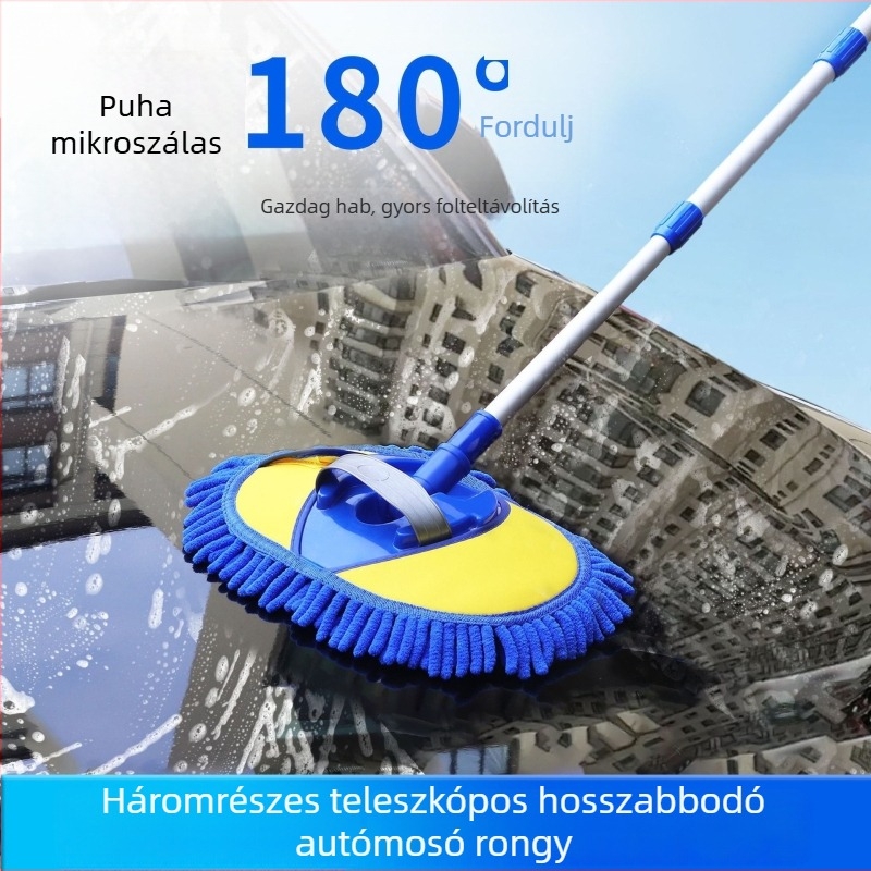 Autómosó mop puha chenille fejű kefével (Márka: Tengzhi; Anyag: chenille fej; Típus: autómosó mop; Feldolgozás: nincs)