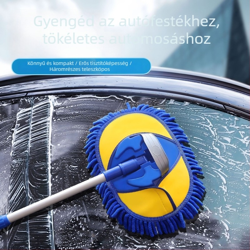 Autómosó mop puha chenille fejű kefével (Márka: Tengzhi; Anyag: chenille fej; Típus: autómosó mop; Feldolgozás: nincs)