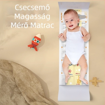 Babamagasság mérő matrac tároló táskával és matricákkal, rajzfilmszerű dizájn, testreszabható, mosható PVC, négyzet alakú