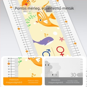 Babamagasság mérő matrac tároló táskával és matricákkal, rajzfilmszerű dizájn, testreszabható, mosható PVC, négyzet alakú