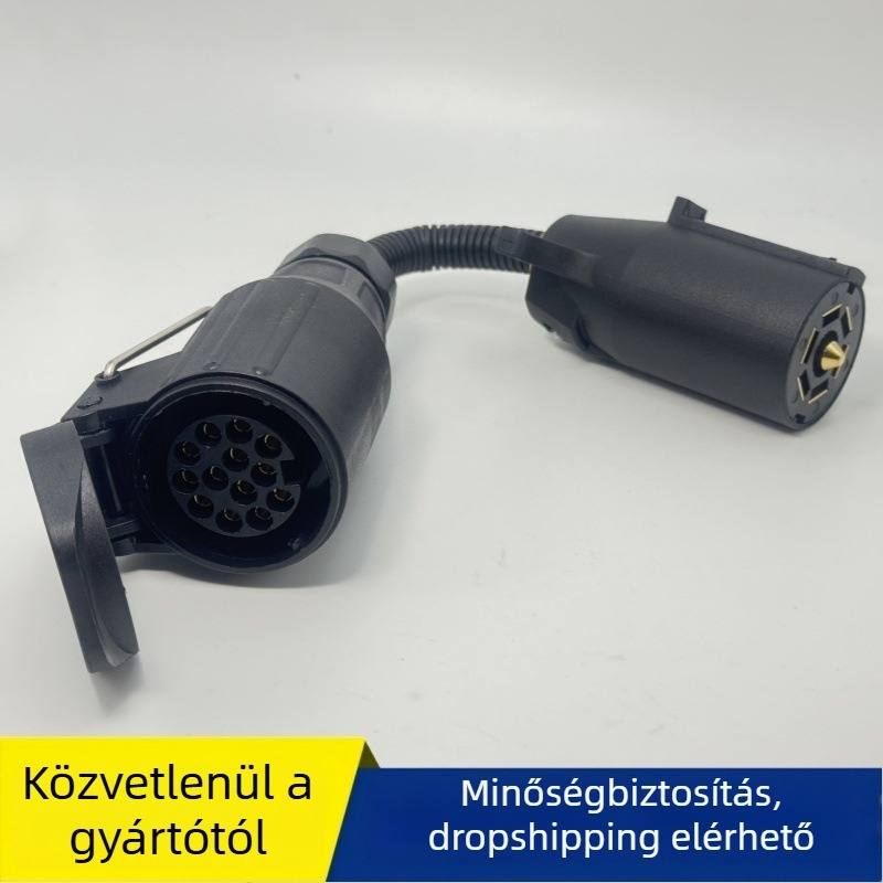 Trailer dugaszoló adapter 7‑pinről 13‑pinre, amerikai‑európai, nylon test, QR1885 modell, Qiangrong márka