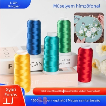 Kiváló minőségű mesterséges selyem hímzőfonal, 120D/2, 1600 szín, rayon fonal keresztszemes hímzéshez, jégselyem fonal bojtokkal, cipőkhöz és kalapokhoz