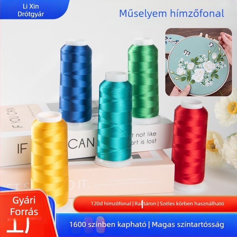 Kiváló minőségű mesterséges selyem hímzőfonal, 120D/2, 1600 szín, rayon fonal keresztszemes hímzéshez, jégselyem fonal bojtokkal, cipőkhöz és kalapokhoz
