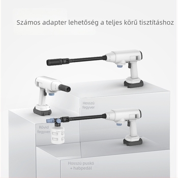 Autómosó magasnyomású vízszóró, hordozható vezeték nélküli, 21V Li-ion akkumulátor, 600W, 2.5–25 MPa, 2.6–4.0 L/min, 5 m kimeneti tömlő