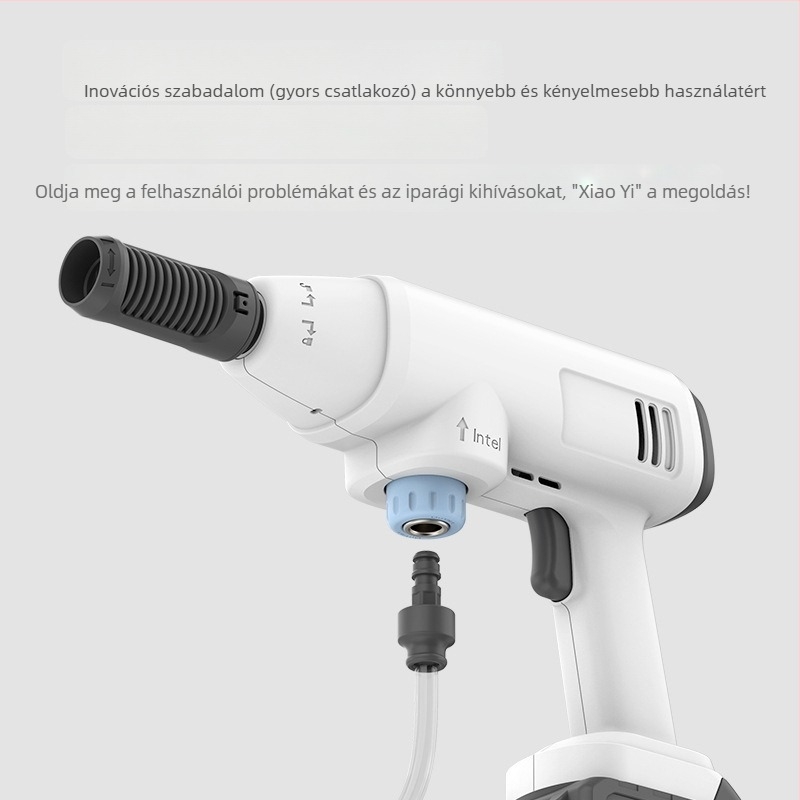 Autómosó magasnyomású vízszóró, hordozható vezeték nélküli, 21V Li-ion akkumulátor, 600W, 2.5–25 MPa, 2.6–4.0 L/min, 5 m kimeneti tömlő