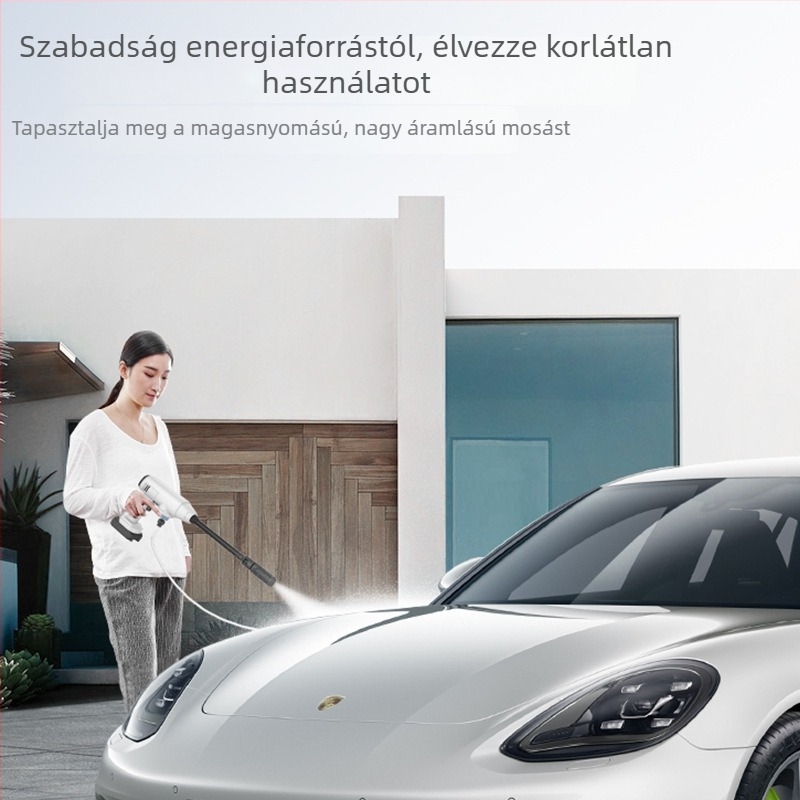 Autómosó magasnyomású vízszóró, hordozható vezeték nélküli, 21V Li-ion akkumulátor, 600W, 2.5–25 MPa, 2.6–4.0 L/min, 5 m kimeneti tömlő