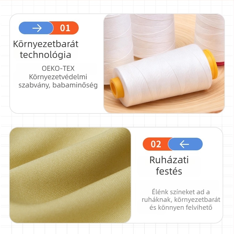 Fehér 100% pamut varrócérna háztartási használatra, többszörösen felcsavart, magas szilárdságú, pagoda-stílusú, festhető