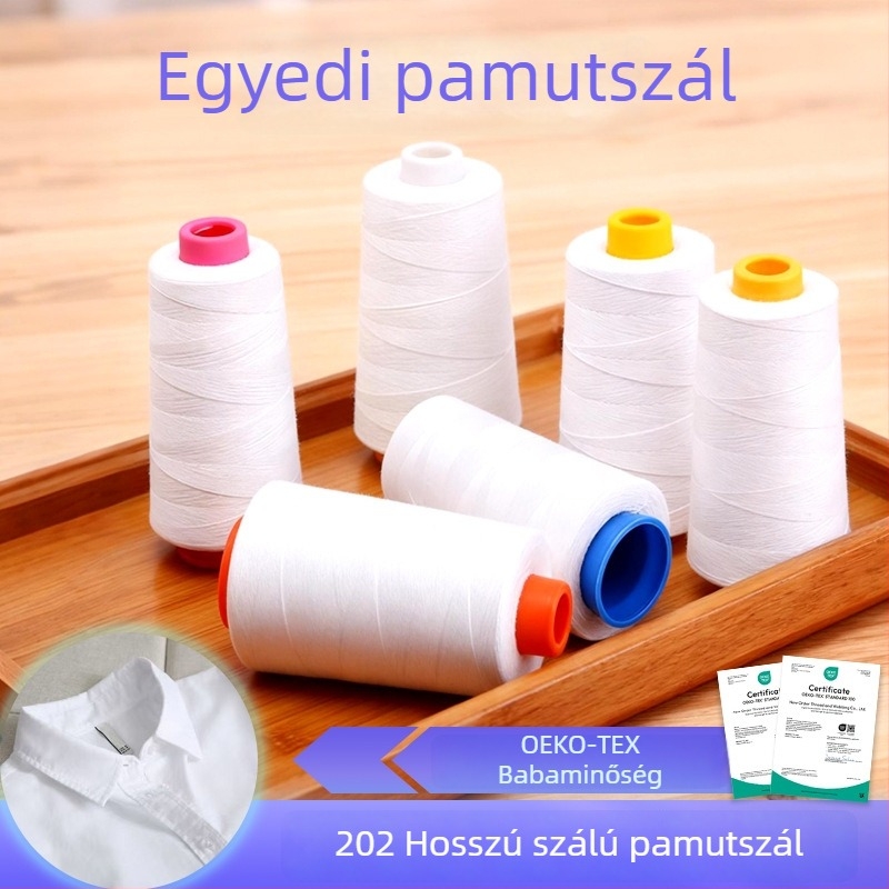 Fehér 100% pamut varrócérna háztartási használatra, többszörösen felcsavart, magas szilárdságú, pagoda-stílusú, festhető