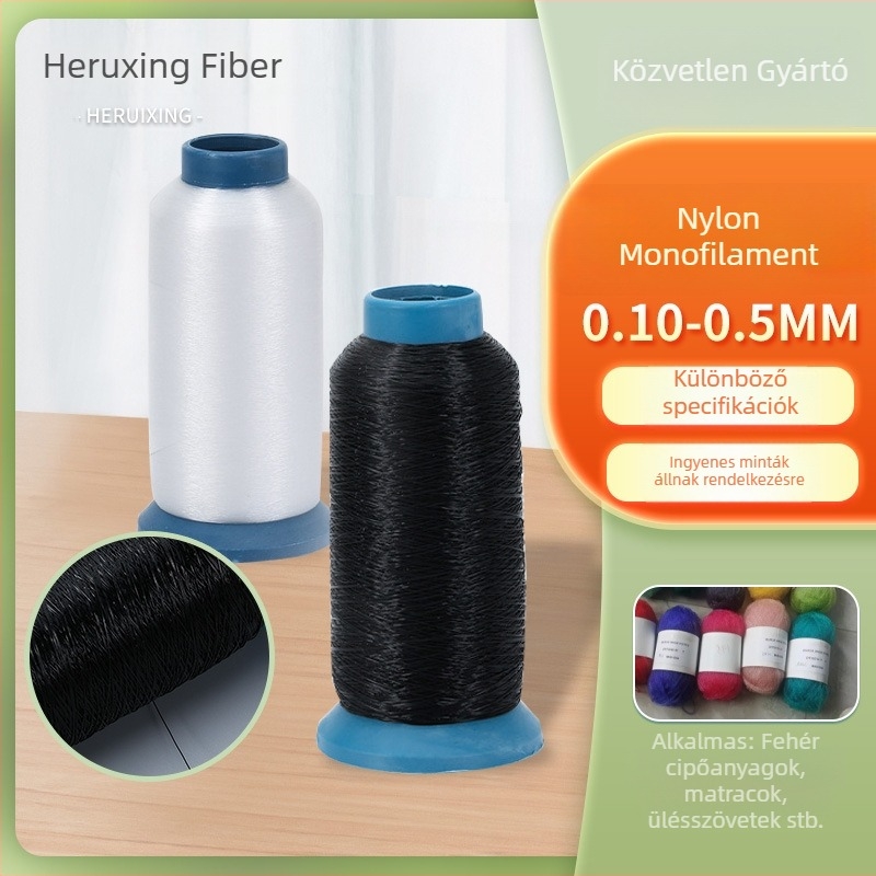 Nylon monofilament varrófonal, átmérő 0,10–0,5 mm, keresztvarrásra és horgászathoz.