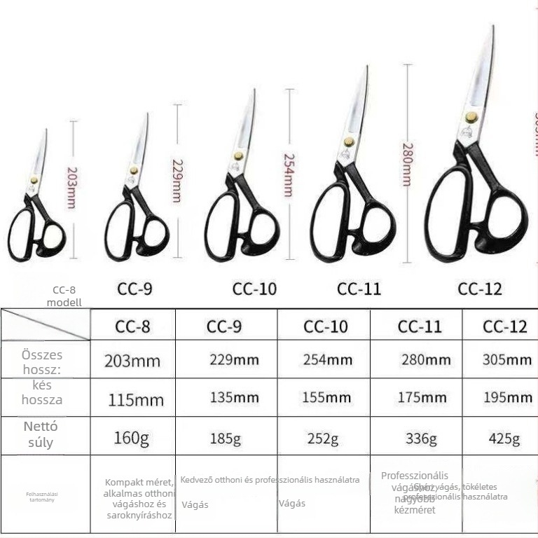 Zhang Xiaoquan CC-10 szabóolló mangánacélból — varrásra és anyagvágáshoz