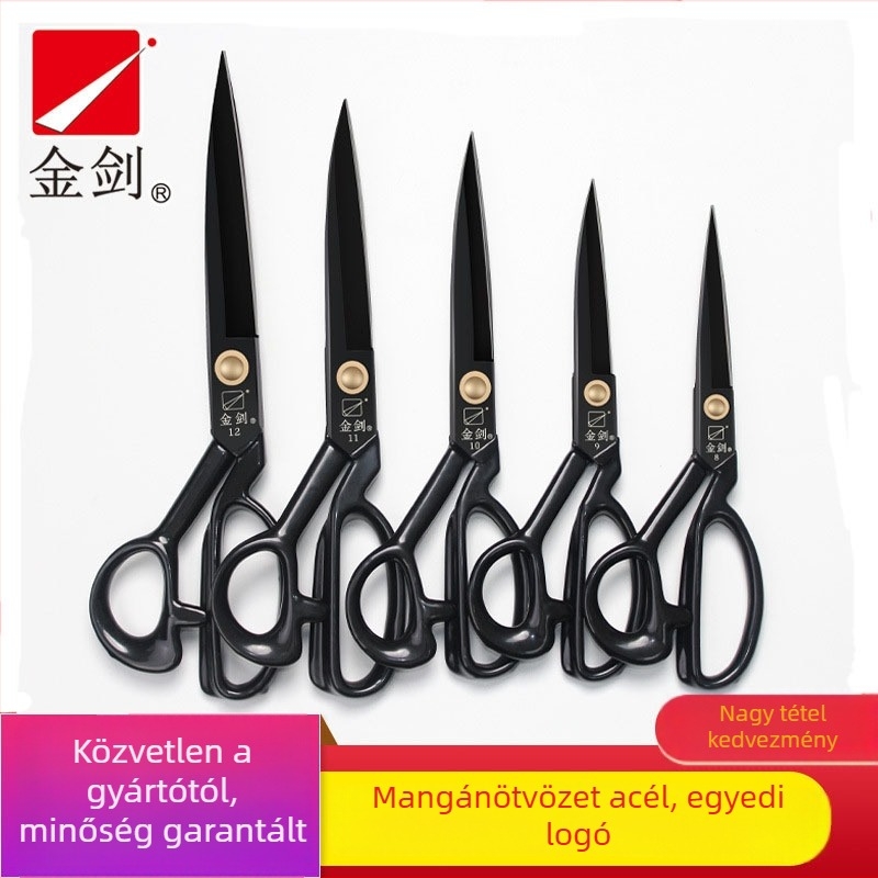 Golden Sword szabókés, mangánacél penge, fekete felületkezelés, TPR markolat, V-típusú penge
