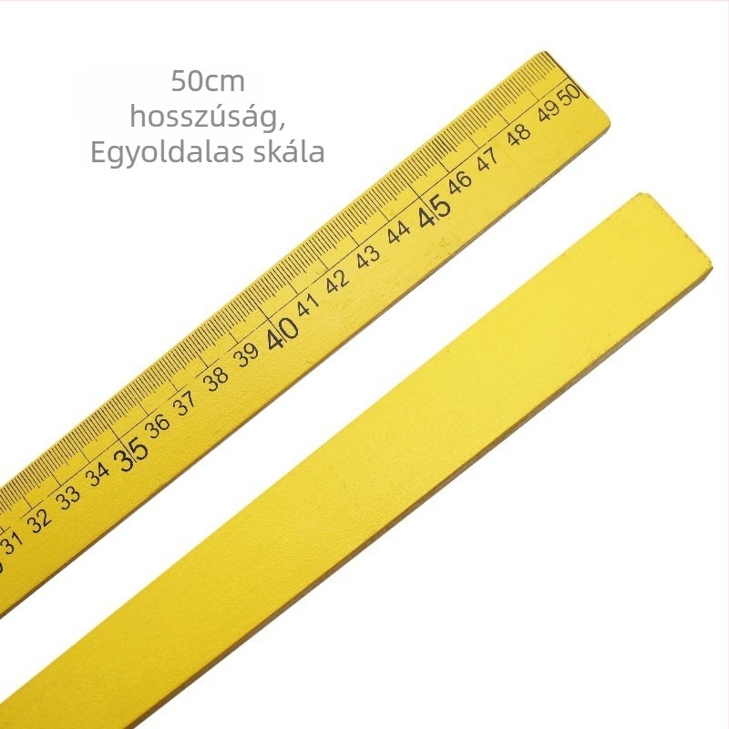 Fából készült vonalzó varráshoz, 50 cm és 1 m hosszú, hüvelyk és centiméter jelölésekkel