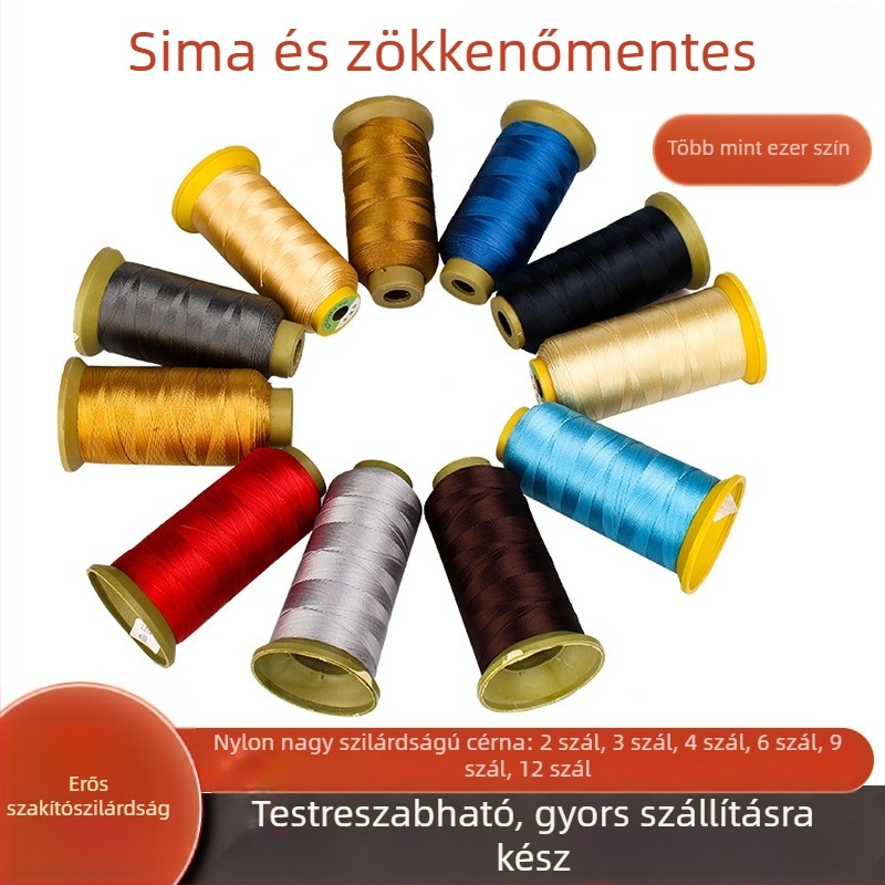 6-szálas, magas szilárdságú nylon varrófonal táskákhoz és bőrtárgyakhoz, mercerisált viaszos arany színű