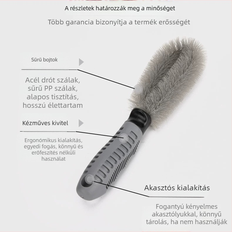 Kerékagy tisztító kefefej – egyszálú, csavart huzalos kefe, PP/PET, autóápoláshoz