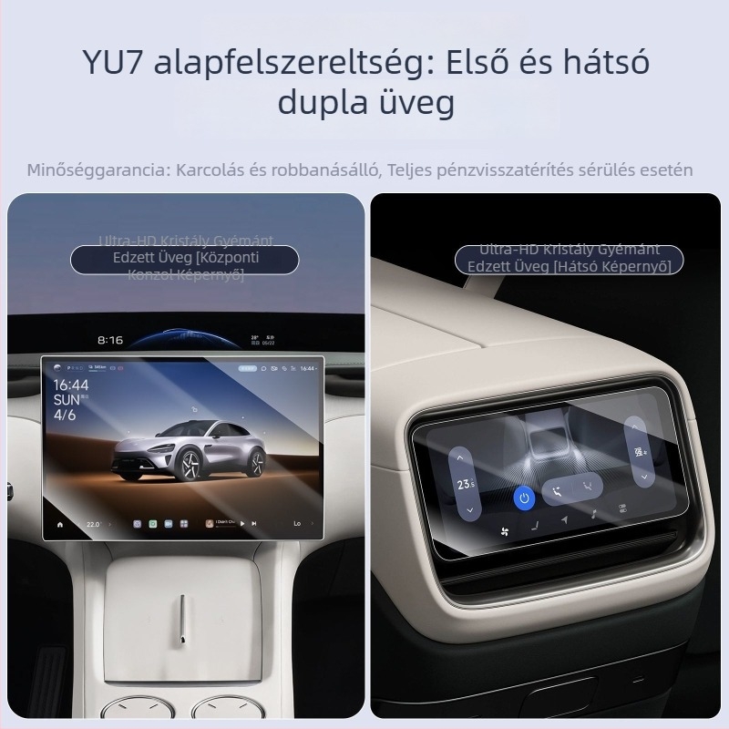Xiaomi Yu7 navigációs kijelzőhöz temperált üveg kijelzővédő, egyrészes kialakítás, karcolás- és ujjlenyomat-mentes, autó belső kiegészítők