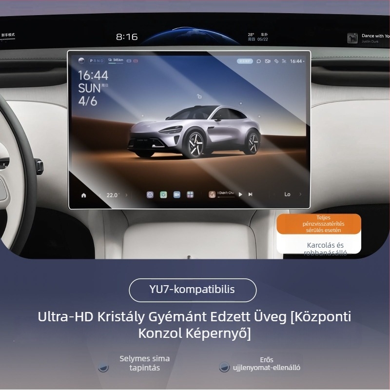 Xiaomi Yu7 navigációs kijelzőhöz temperált üveg kijelzővédő, egyrészes kialakítás, karcolás- és ujjlenyomat-mentes, autó belső kiegészítők