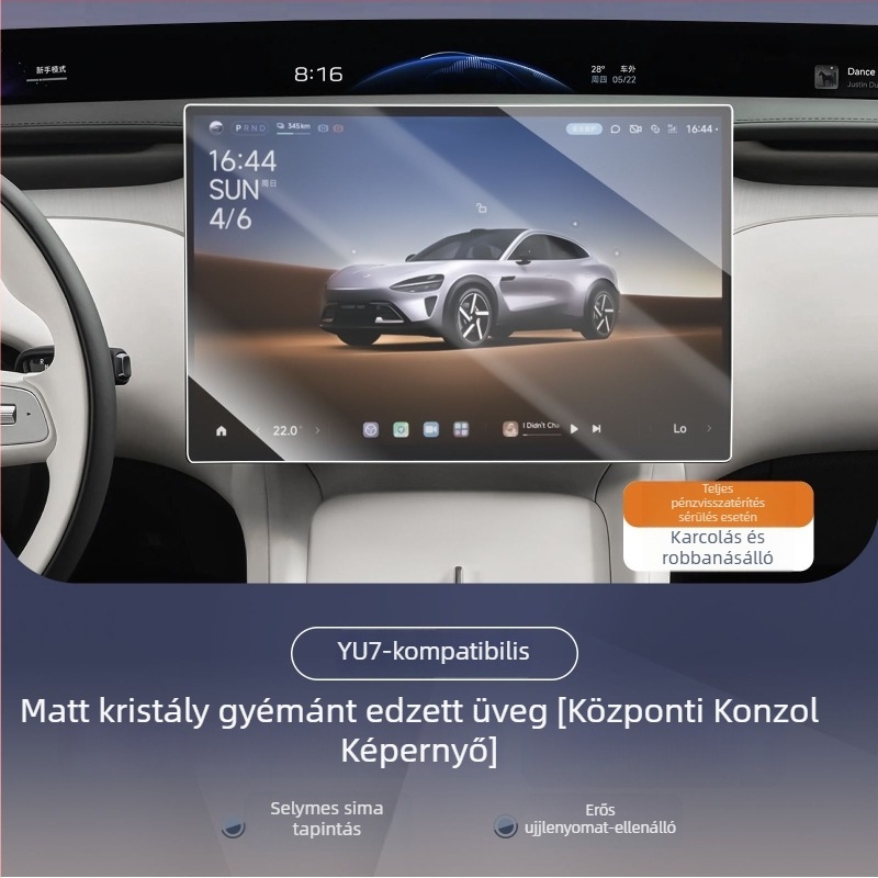 Xiaomi Yu7 navigációs kijelzőhöz temperált üveg kijelzővédő, egyrészes kialakítás, karcolás- és ujjlenyomat-mentes, autó belső kiegészítők