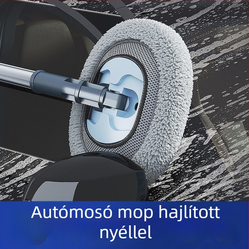 Puha sörtéjű, görbült fogantyújú, teleszkópos autómosó mop, amely nem karcolja a fényezést – autó tisztítási eszköz por eltávolítására