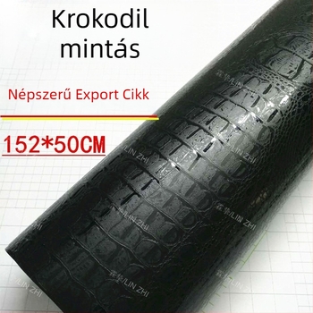 Krokodil- és kígyóbőr mintás autóbevonó fólia, PVC, öntapadó, 152 cm × 50 cm