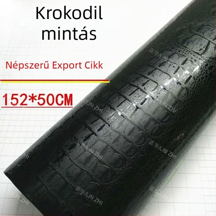 Krokodil- és kígyóbőr mintás autóbevonó fólia, PVC, öntapadó, 152 cm × 50 cm
