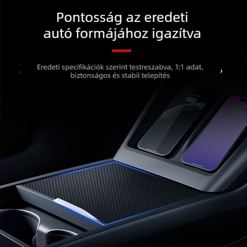 Autó belső dekoráció: Szénszálas központi konzol panellapok a Tesla Model 3-hoz, három darabos készlet, öntapadós felület