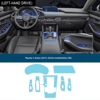 TPU belső védőfilm Mazda 3 Axela 2019-2024 – átlátszó, szennyeződés és karcolás elleni védelem