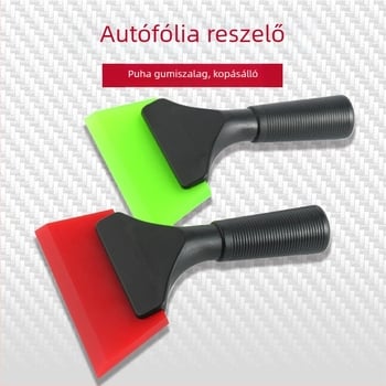 Autófóliázó kaparó műanyag fogantyúval és ferde kék csíkkal (Anyag: műanyag; Típus: kaparó; Modell: műanyag fogantyú ferde kék csíkkal)