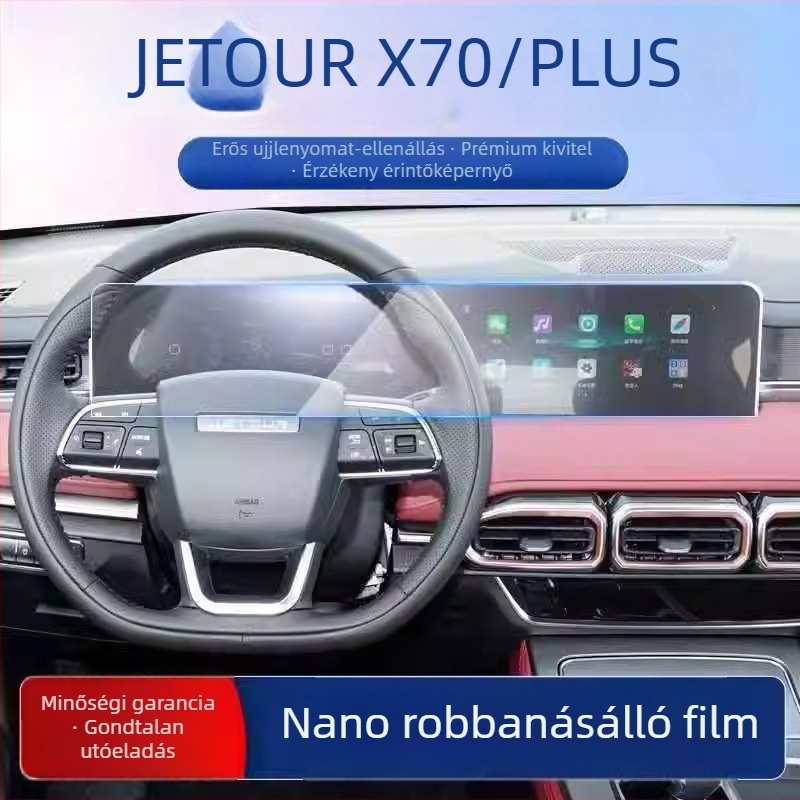 Jietu X70/X70 Plus navigációs kijelző nanofilmes védő — univerzális illeszkedés, egy darabos kialakítás, karcolásálló, ujjlenyomat-mentes, hőmérsékletálló