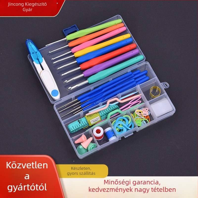 Alumínium horgolótű készlet puha fogantyúval pulóverek kötéséhez