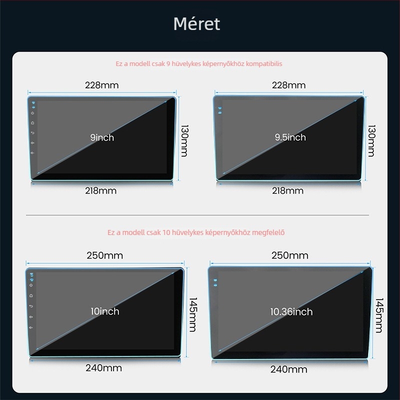Autó navigációs kijelzőhöz temperált üveg képernyővédő — karcolásálló, kopásálló, anti-ujjlenyomat; általános kompatibilitás