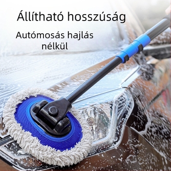 Autómosó mop hajlékony rúddal, kihajtható hosszú nyél, rozsdamentes acél, puha sörték