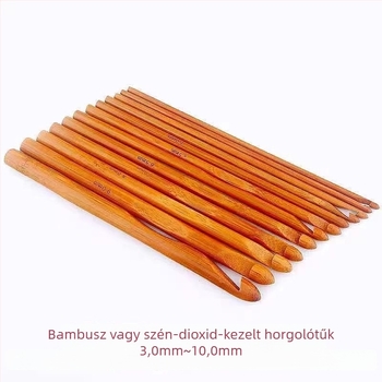 Bambusz fogantyúval készült kötőtűkészlet és karbonszálas hengeres horgok — egyszerű stílus; csomagolás 100 darab; bruttó súly 0,5 kg