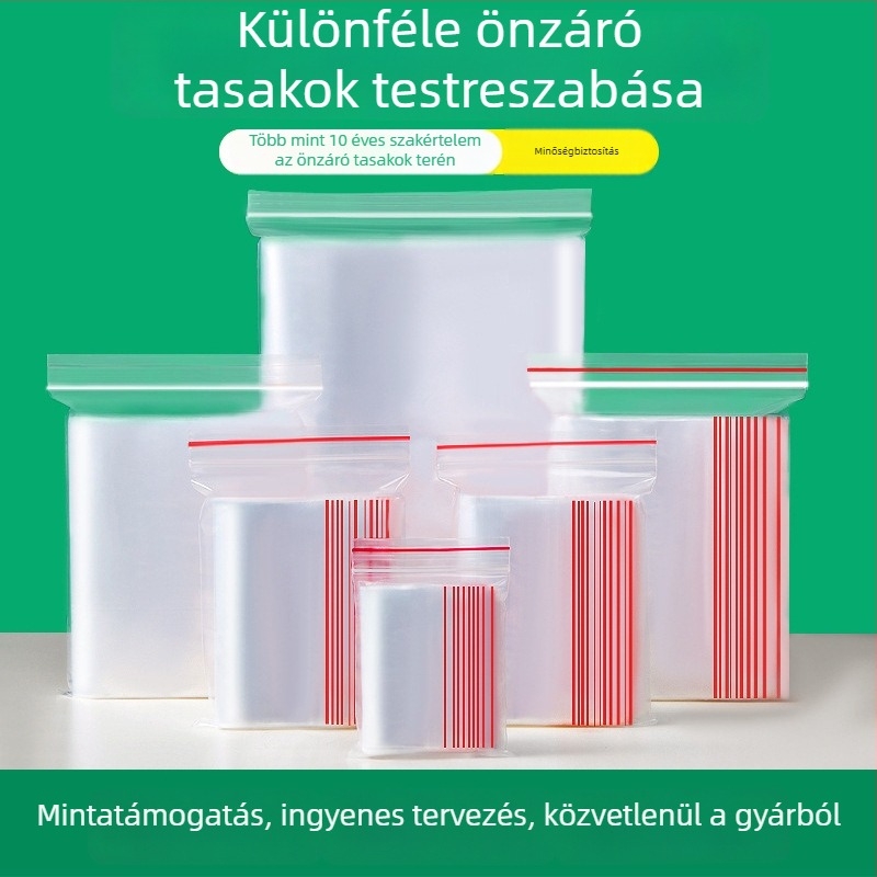Személyre szabott, átlátszó PE zipzár tasak – általános csomagoláshoz, élelmiszer- és ruházati csomagoláshoz