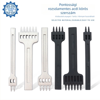 Bőrlyukasztó készülék, kör alakú lyukasztófej, cinkötvözet test, kézi DIY bőrmunkához