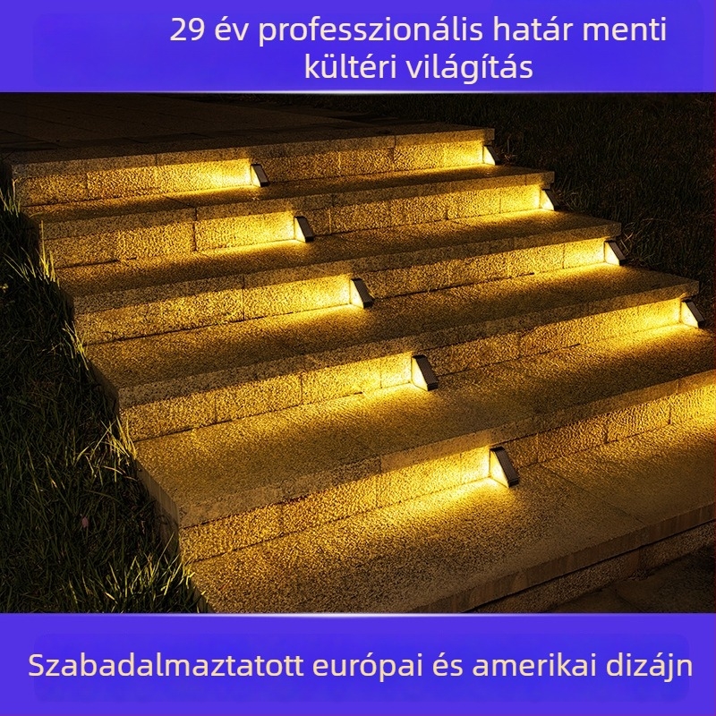 Napelemes kerti világítás lépcsőkhöz és ösvényekhez – IP65 vízálló LED, automata sötétedéskor kapcsol, virág alakú dekoráció