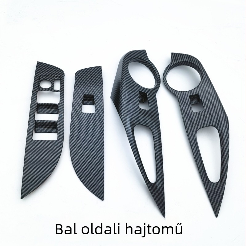 ABS belső díszpanel Toyota Corolla Crosshoz – üvegemelő panel, gombkeret, belső matrica; csomagolási méret 40×12×6.5 cm; súly 330 g; testreszabható feldolgozás
