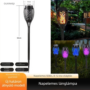 Kültéri napelemes LED lámpa látszólagos lánggal – táj- és kertvilágítás, talajba szúrható lámpa
