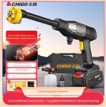 Ház körüli vezeték nélküli autómosó rendszer, nagynyomású pisztollyal, Li-ion akkumulátorral, névleges nyomás 2,5–25 MPa