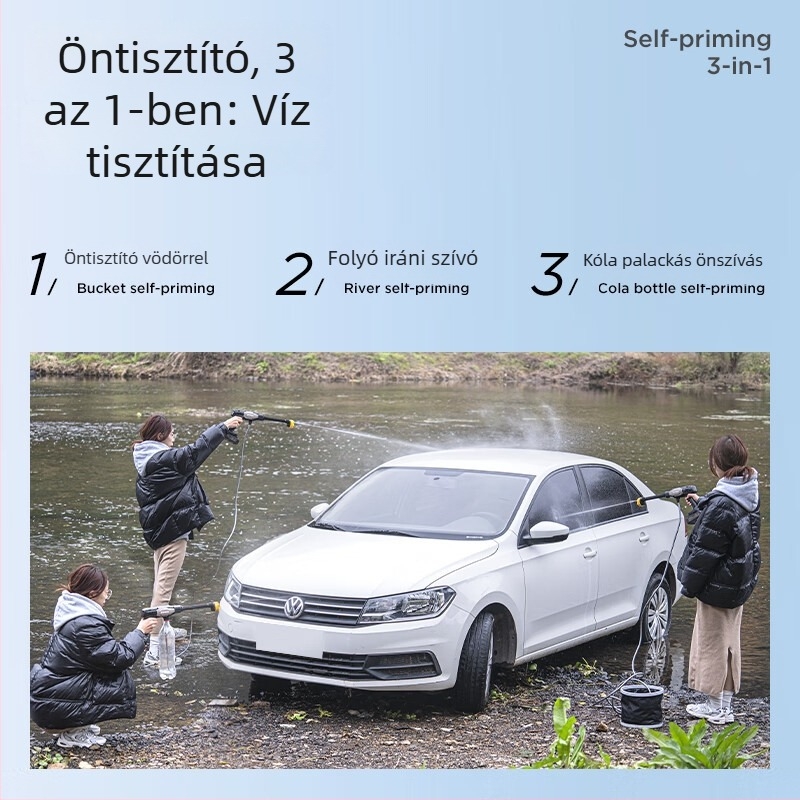 Ház körüli vezeték nélküli autómosó rendszer, nagynyomású pisztollyal, Li-ion akkumulátorral, névleges nyomás 2,5–25 MPa