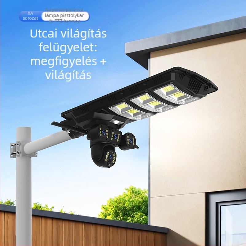 Napelemes utcai lámpa kamerával, HD LED világítás, kültéri kertvilágítás nagy teljesítménnyel, napelemes panellel