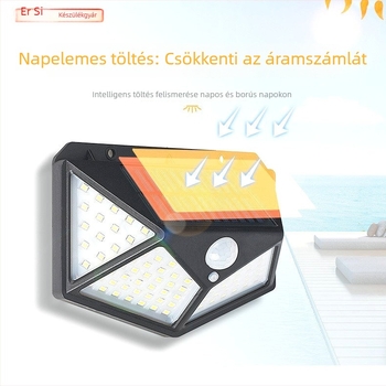 Napelemes LED fali lámpa mozgásérzékelővel, IP65 vízálló, 15W