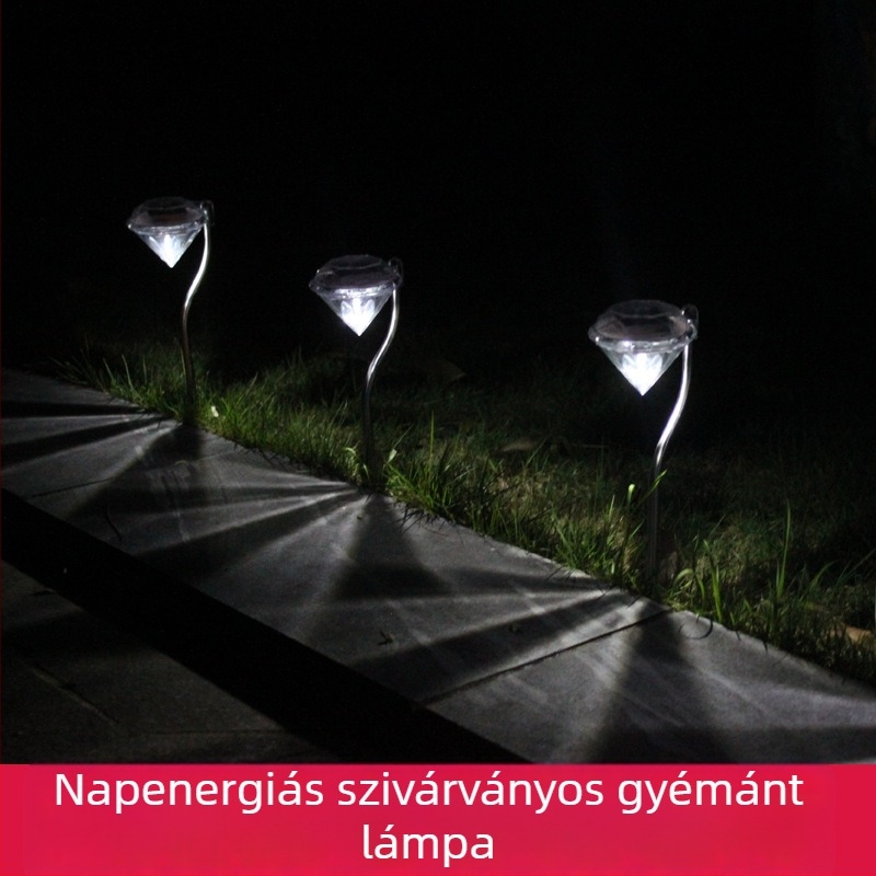 Napelemes lámpák, gyémánt kertdísz, gyepvilágítás, színes gradiens éjszakai fények, kert–villa világítás, kültéri használatra