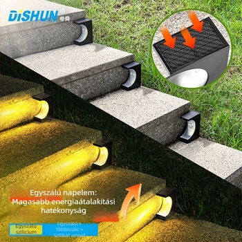Napelemes LED lépcsőfények, IP65, 0.2W, 1.2V, 6–12 órás megvilágítás