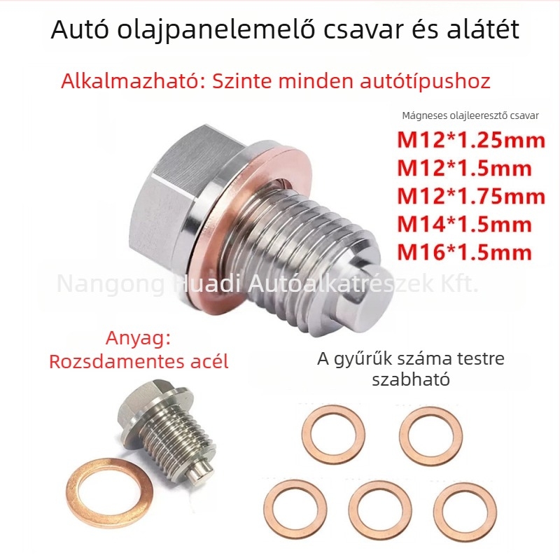 Mágneses olajleeresztő csavar Toyota, Honda, Ford, Hyundai, Mazda és Nissan modellekhez – 45# acél