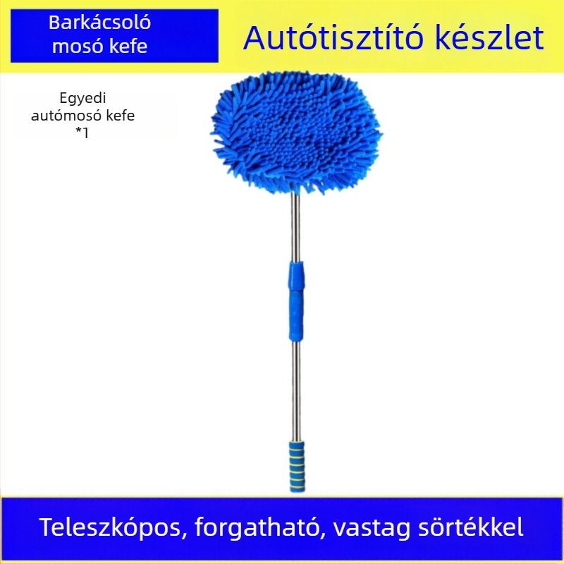 Teleszkópos autómosó kefével gyengéd sörtékkel, nem karcolja a felületet, multifunkcionális tisztító eszköz.