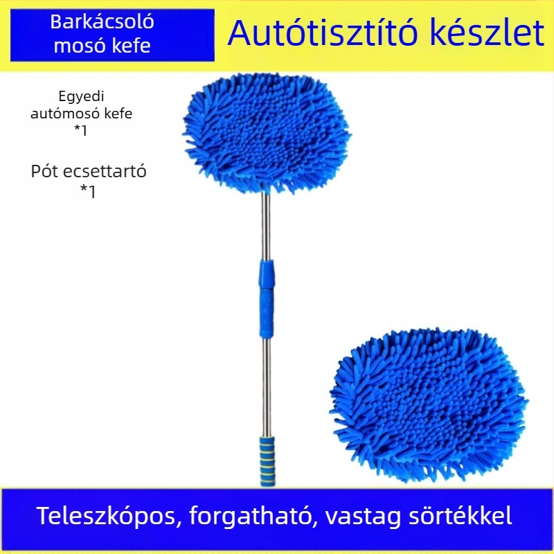 Teleszkópos autómosó kefével gyengéd sörtékkel, nem karcolja a felületet, multifunkcionális tisztító eszköz.