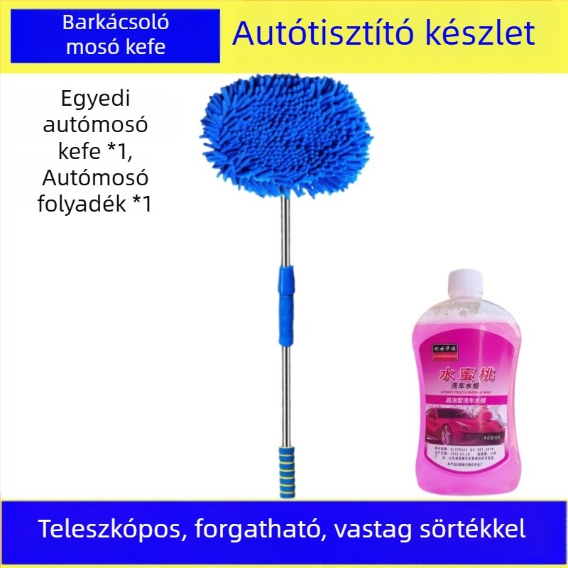 Teleszkópos autómosó kefével gyengéd sörtékkel, nem karcolja a felületet, multifunkcionális tisztító eszköz.