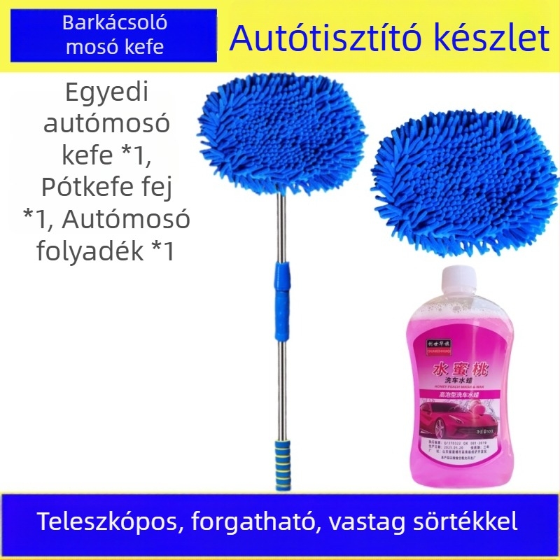Teleszkópos autómosó kefével gyengéd sörtékkel, nem karcolja a felületet, multifunkcionális tisztító eszköz.