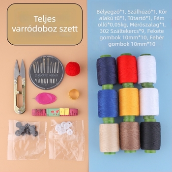 Varrócérnás készlet átlátszó tároló dobozban — poliszter
